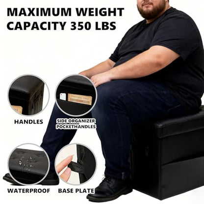 ALASDO Storage Ottoman Footrest Stool Small Ottoman with Storage Foldable Ottomans Foot Rest Footstool Bench for Living Room 17x13x13inches Black - color: Black