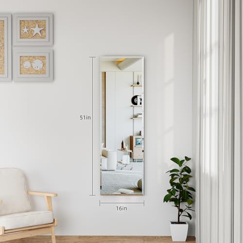 wall Mirror Full Length,51X16 FullL ength Mirrorwallmounted, | Bedroom/wall/Bathroom/Makeup Area/Cloakroom (51 * 16 Inch) - size: 51"L x 16"W