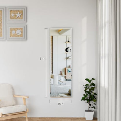 wall Mirror Full Length,51X16 FullL ength Mirrorwallmounted, | Bedroom/wall/Bathroom/Makeup Area/Cloakroom (51 * 16 Inch) - size: 51"L x 16"W