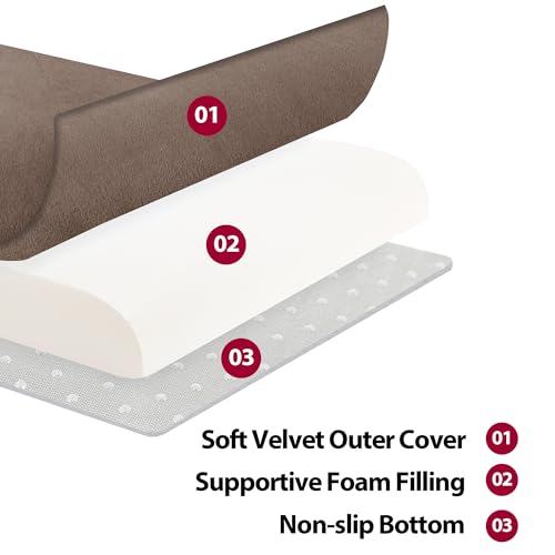 HOMBYS Recliner Seat Cushion with Lumbar Supportive Pillow Extra Large Non-Slip Seat Cushion with Back Support Cushions,Cruve Edge Design for Relief Thighs Pressure, Brown - color: Brown