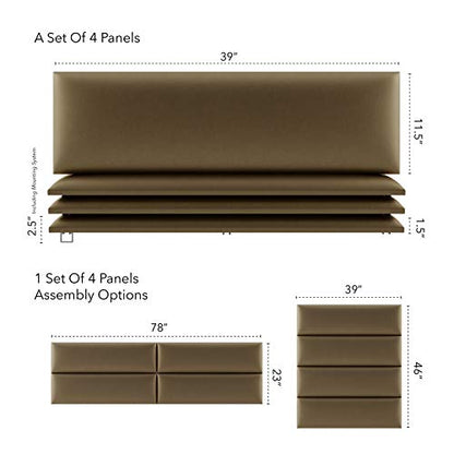 Vänt Wall Mounted Headboard Panels, King/Twin, Metallic Gold - color: Metallic Gold, size: 39"