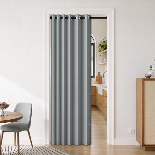100% Blackout Privacy Door Curtain for Doorway, Magnetic Door Curtain for Closet & Hallway, 1 Panel, W45 x L80, Gray - color: Grey, size: 45"W x 80"L (Pack of 1)