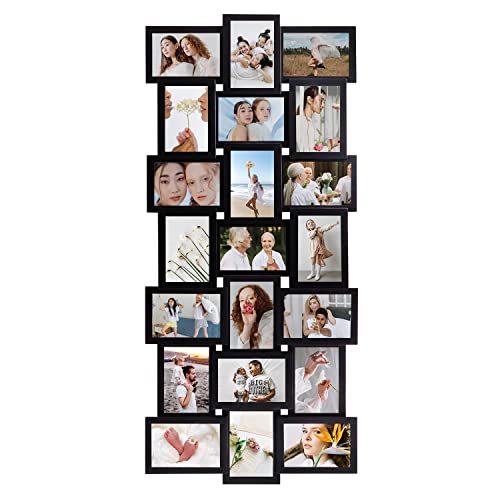 J.M.Deco Collage Picture Frames Wall Deacor, 21-Opening Large Family Picture Frame, Memory Photo Frames for Homie, Gallery Puzzle Collage Wall Hanging for 4x6, Black - color: Black * 21 Opening