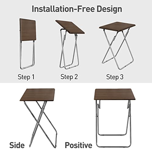 Folding TV Tray Table on Bed & Sofa,Snack Table,TV Dinner Tray (Walnut,2PC） | with Sturdy MDF,25In Portable Table with No Assembly Required - color: Walnut, size: 2pcs