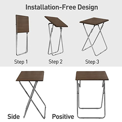 Folding TV Tray Table on Bed & Sofa,Snack Table,TV Dinner Tray (Walnut,2PC） | with Sturdy MDF,25In Portable Table with No Assembly Required - color: Walnut, size: 2pcs