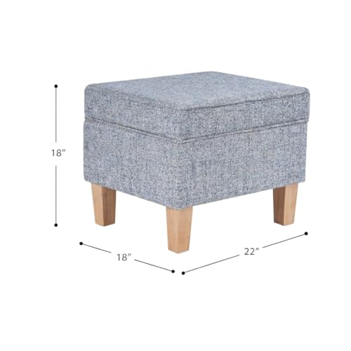 HomePop 22" Medium Rectangular Storage Ottoman - Blue Gray Woven Fabric - color: Blue Gray Woven Fabric