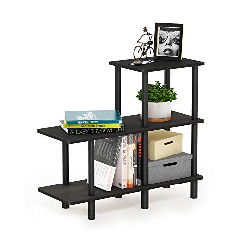 Furinno Turn-N-Tube 3-Tier Cube Ladder Shelf, Espresso/Black | Book Shelf, Accent Display Shelf, Open Shelves, Round Tubes, for Organization and Storage, Living Room, Garage, Home Office - color: Espresso/Black, style: 3-Tiers, Cube Ladder