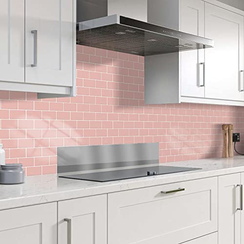 STICKGOO Subway Tile Peel and Stick Backsplash, Thicker Design 12" x 12" Stick on Backsplash Tiles for Kitchen, Bathroom, Wall Tile (10 Sheets, Pink) - color: Pink