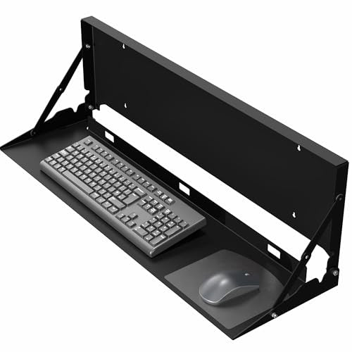 VIVO Black Flip Down 30 Inch Keyboard Tray Wall Mount, MOUNT-FDKB30 | Fits Standard Size Keyboards and Mice, Fold Down Typing Platform, Space Saving Design, Mouse Pad Included - color: Black, size: 30"