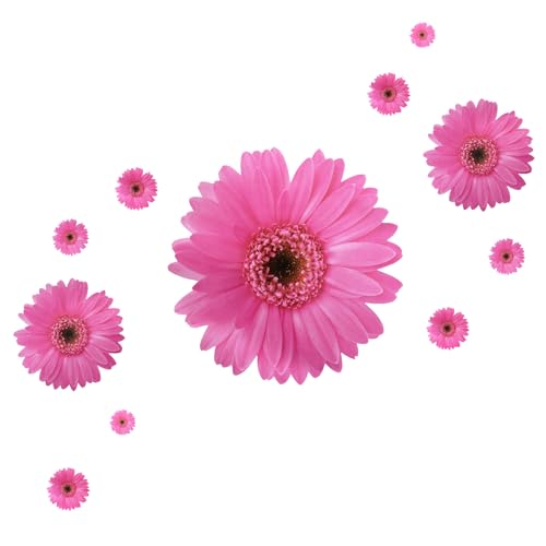 Pink Flowers Wall Decals 3D Daisy Stickers Removable Wall Murals Decor for Living Room Bedroom - color: Pink