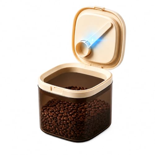 Airtight Food Storage Container with Magnetic Scoop & Built-in Leveler, 800ML Coffee Canister with Date Tracker, BPA Free UV Blocking Food Container for Coffee Beans, Ground Coffee, Tea, Sugar & Flour - color: 800ml
