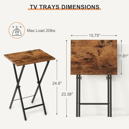Acovy TV Tray Table Set of 2, TV Dinner Tray, Folding Table, Foldable TV-Trays, Side Table for Bed, Couch, Portable and Small Easy to Move - color: Brown