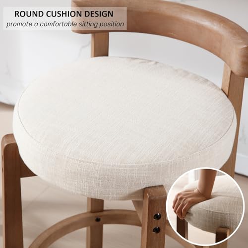HEAH-YO Bar Stools Set of 2, 26" Linen Fabric Upholstered Counter Height Bar Stools, Modern Barstools Counter Stools with Wood Legs for Kitchen Island Dining Room Bar, Beige - color: 26.5" Beige Linen, size: Counter Height - Set of 2