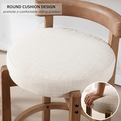 HEAH-YO Bar Stools Set of 2, 26" Linen Fabric Upholstered Counter Height Bar Stools, Modern Barstools Counter Stools with Wood Legs for Kitchen Island Dining Room Bar, Beige - color: 26.5" Beige Linen, size: Counter Height - Set of 2