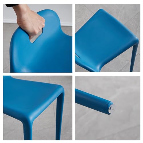 Plastic Stools - Nesting Stool -Stackable Modern Dining Chair 46cm Seat Height,Open Back,Save Space,Nordic Style（Set of 1）(Blue) - color: Blue