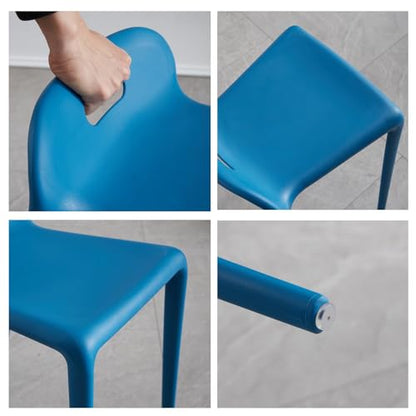 Plastic Stools - Nesting Stool -Stackable Modern Dining Chair 46cm Seat Height,Open Back,Save Space,Nordic Style（Set of 1）(Blue) - color: Blue