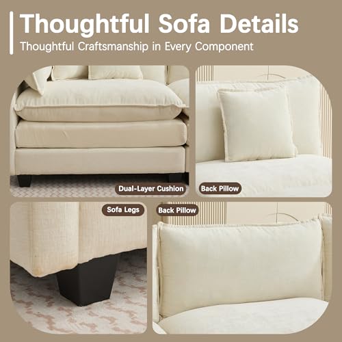 Oversized Loveseat Sofa, 70" Sectional Cloud Couch, 2 Seat Modern Comfy Sofa Chenille Deep Seat Couches with 2 Pillows, for Small Apartment, Living Room (Beige 70" Loveseat) - color: Beige, size: 70" Loveseat