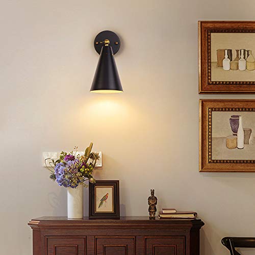 MWZ Modern Black Wall Sconces Lighting, 2 Pack Gold Rustic Lamp Fixture Farmhouse Simplicity Bronze Finish Arm Swing Industrial Wall Lights for Bedroom,Living Room,Reading,Kitchen - color: Black