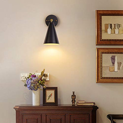 MWZ Modern Black Wall Sconces Lighting, 2 Pack Gold Rustic Lamp Fixture Farmhouse Simplicity Bronze Finish Arm Swing Industrial Wall Lights for Bedroom,Living Room,Reading,Kitchen - color: Black
