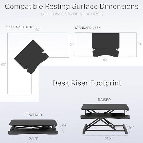 VIVO 26 inch Desk Converter, K Series, Height Adjustable Sit to Stand Riser, Dual Monitor and Laptop Workstation with Keyboard Tray, Light Wood Top, White Frame, DESK-V026KF | Height Adjustable, Stand Up Desk Riser, Wide Keyboard Tray, Dual Monitor and La