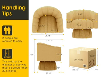 Dewhut Swivel Accent Chair, Barrel Accent Chair, Teddy, Mustard | Teddy Upholstered Round Arm Chair with 360° Swivel Base, Mid Century Modern Living Room Chair, Easy Setup - color: Mustard-teddy