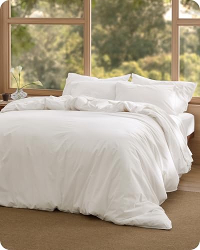 Bedsure PureWoven 100% Cotton Slub Weave Duvet Cover Set, Twin Size, 2-PC | Luxury Linen-Like Textured Bedding Set, Double-Stitched, Easy to Change with Zipper Closure, Slub Coconut White, 68" x 90" - color: 30 - Slub Coconut White (No Comforter), size: T