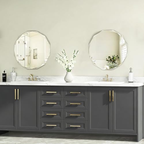 20x20 Inch Bathroom Mirrors for Over Sink, Round Frameless Mirrors for Wall | Beveled Bathroom Mirror, Bathroom Vanity Circle Mirror for Bedroom Living Room Entryway Home Decor - color: Round, size: 20"L x 20"W