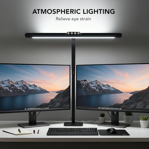 LED Desk Lamp for Home Office with Base, 28.2" Adjustable Gooseneck Swing Arm Ultra Bright Desk Light, Dimmable Architect Table lamp for Desktop Computer Light, Reading, Study, Workbench - color: Black