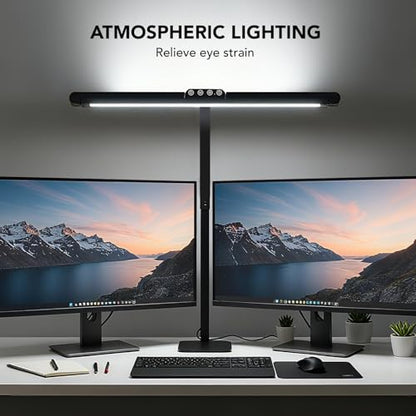 LED Desk Lamp for Home Office with Base, 28.2" Adjustable Gooseneck Swing Arm Ultra Bright Desk Light, Dimmable Architect Table lamp for Desktop Computer Light, Reading, Study, Workbench - color: Black