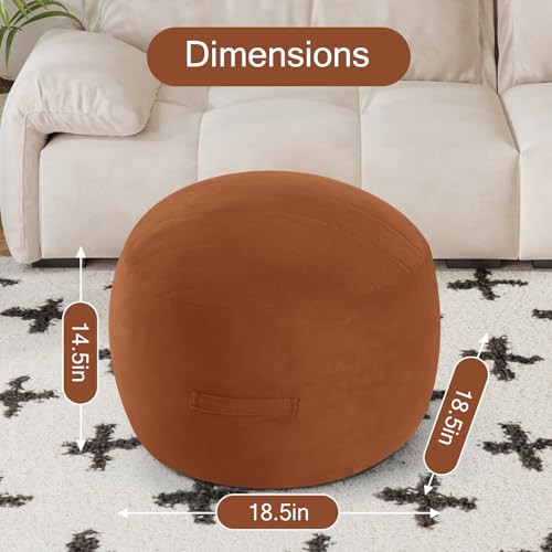 MeMoreCool Round Pouf Ottoman Foot Rest 20x15 Inches, Coffee | Coffee Round Pouf Footstool, Soft Foam Stuffed Circle Foot Rest for Living Room Office - color: Striped Coffee