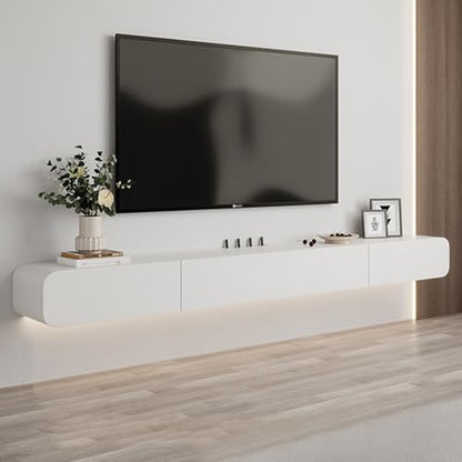 Solid Wood Floating TV Stand Wall Mounted, White, 63" Wall Mounted Entertainment Center Console, Hanging tv Media Shelf for Living Room, Bedroom (DSGWHITE-B, 63IN) - color: Dsgwhite-b, size: 63IN