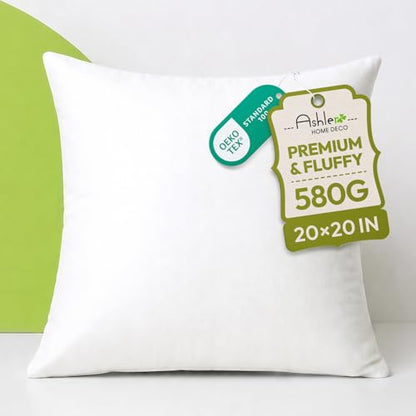 Ashler 20x20 Pillow Inserts, Hypoallergenic Throw Pillow Inserts | Soft Couch Pillows, Decorative Pillows, Throw Pillows for Bed & Sofa, Square Cushion Sham Stuffer, Fluffy & Hypoallergenic - size: 20x20 Inch