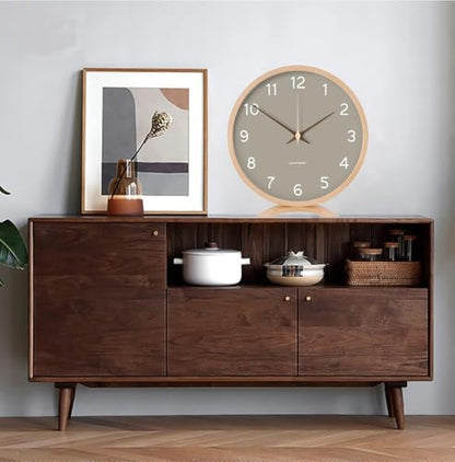 Maxspace Table Clock - 8 Inch Silent Non-Ticking Wooden Timepiece Desk Clock Perfect for Living Room Office Bedroom Decor（Grey）