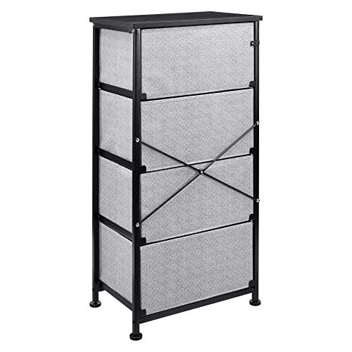 Amazon Basics Fabric 4-Drawer Storage Organizer Unit for Bedroom Closet, Black - color: Black