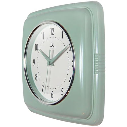 Infinity Instruments Square Retro Wall Clock, Sage Green, 9.25" - color: Sage Green