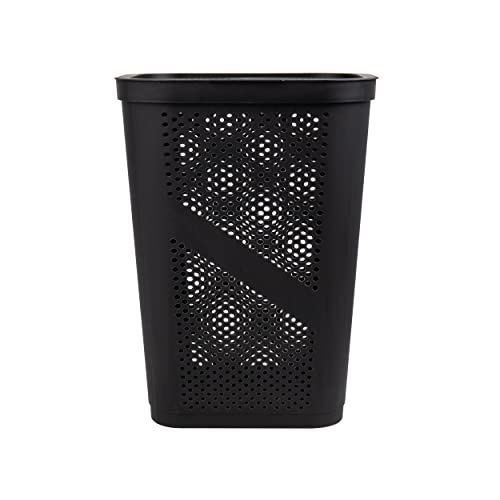 Mind Reader Slim Laundry Hamper with Lid, 60L Ventilated Clothes Baskets, Tapered Design for Bathrooms, Closets, Plastic, Set of 2, Black - color: Black, size: 2-Pack