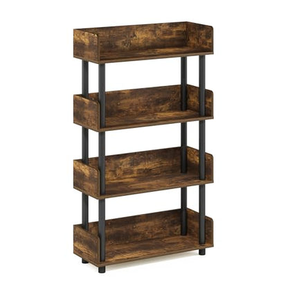 Furinno Turn-N-Tube 4-Tier Toolless Display Rack, Amber Pine/Black - color: Amber Pine/Black, size: 4-Tier Display Rack