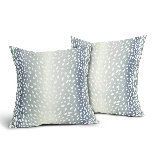 Antelope Pillow Covers 16X16 Inch Blue Gray Faux Fawn Deer Animal Print Decorative Square Pillow Cases Modern Neutral Cotton Linen Throw Pillows Set of 2 Home Decor For Sofa Couch Bedroom Outdoor - color: Blue Gray, size: 16" x 16" (Pack of 2)