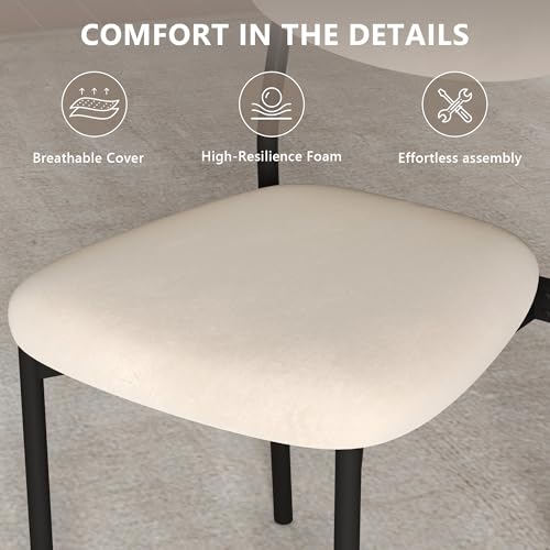 Einhomn Upholstered Dining Chairs Set, Modern Stackable Dining Room Chairs with Soft Velvet Backrest, Kitchen Chairs with Sturdy Metal Legs for Living Room, Restaurant, Set of 2,Cream Beige - color: Cream Beige