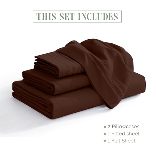 Elegant Comfort Luxury Soft 1500 Thread Count Egyptian Quality 3-Piece Sheet Wrinkle and Fade Resistant Bedding Set, Deep Pocket up to 16inch Twin/Twin XL Chocolate Brown - color: Chocolate Brown, size: Twin/Twin XL