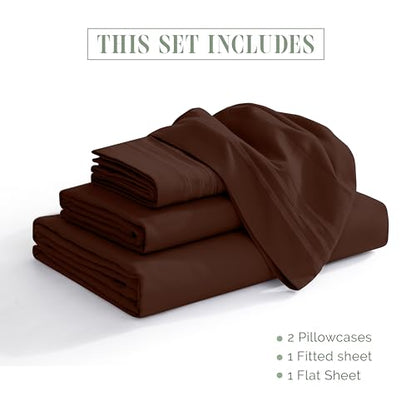 Elegant Comfort Luxury Soft 1500 Thread Count Egyptian Quality 3-Piece Sheet Wrinkle and Fade Resistant Bedding Set, Deep Pocket up to 16inch Twin/Twin XL Chocolate Brown - color: Chocolate Brown, size: Twin/Twin XL