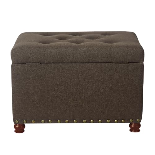 Storage Ottoman Linen Tufted Bench, Rectangular Footrest Footstool Coffee Table Seat for Living Room Bedroom, Coffee - color: Linen, Coffee