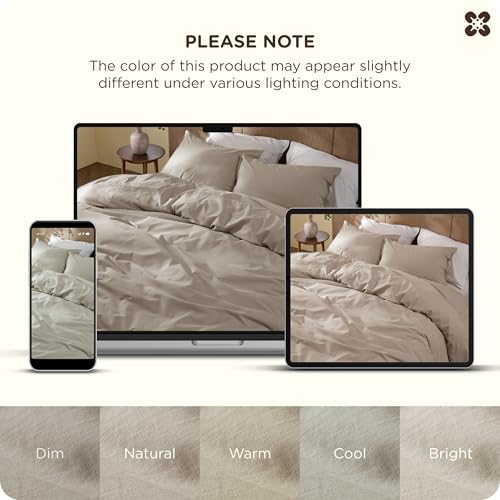 Bedsure PureWoven 100% Cotton Slub Weave Duvet Cover Set, Full Set, 3-PC | Luxury Linen-Like Textured Bedding Set, Double-Stitched, Easy to Change, Zipper Closure, Slub Tannish Linen Grey, 80" X 90" - color: 33 - Slub Tannish Linen Grey (No Comforter), si