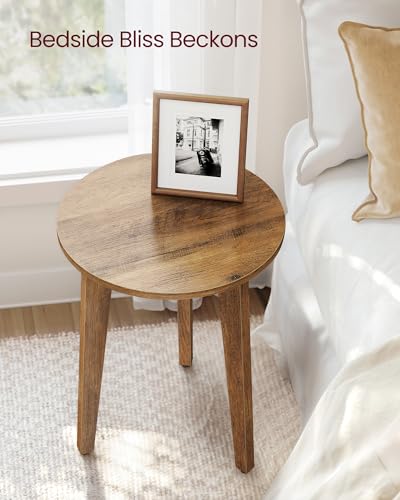 VASAGLE MAEZO Collection - Small Side Table, Round End Table, Nightstand with Tapered Legs, Curved Transitions, for Small Spaces, Living Room, Bedroom, Honey Brown ULET237KB01S - color: Honey Brown