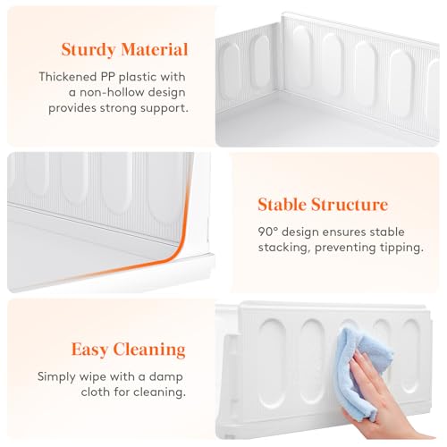 Lifewit Stacking Closet Organizers Shelf for Clothes 6 Pack 16.1" Depth | 16.1" depth, open front basket, top shelf storage bins, store clothing sweater jeans, for Pantry, Kitchen, Dorm