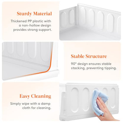 Lifewit Stacking Closet Organizers Shelf for Clothes 6 Pack 16.1" Depth | 16.1" depth, open front basket, top shelf storage bins, store clothing sweater jeans, for Pantry, Kitchen, Dorm
