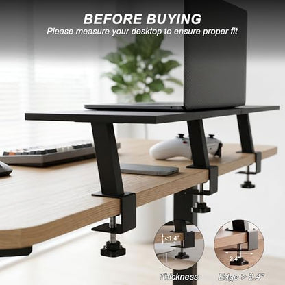 30-Inch Desktop Clamp-on Shelf & Monitor Riser, 2-in-1 Reversible Design – Fits Either Side of Desk, C-Clamp for Stability, Holds 44 lbs, for Gaming PC, Console & Office Setup - size: 30 Inches