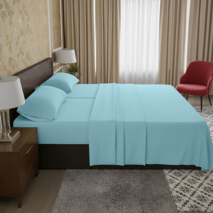 Elegant Comfort Luxury Quality Microfiber 5-Piece 1500 Premium Hotel Sheet Set-Wrinkle Resistant, All Around Elastic Fitted Sheet, Deep Pocket up to 16", Split King, Aqua - color: Aqua, size: Split King