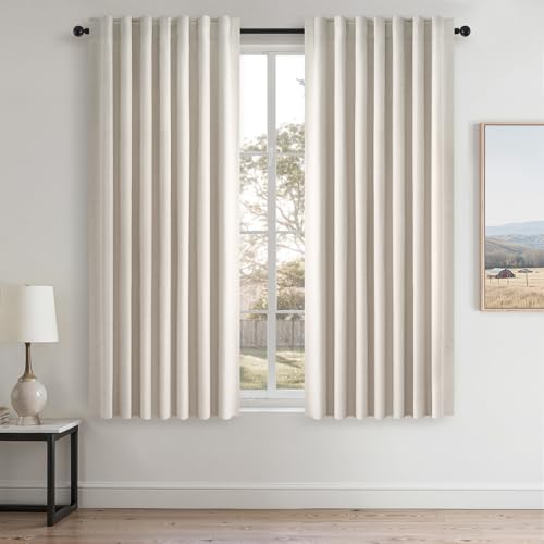 54 Inch Long Blackout Tiers Curtains for Small Window Elegant Short Curtain Drapes for Livingroom Bedroom Thermal Insulated Linen Cafe Drapes (2 Panels, 52 inches Wide by 54 inches)Cream Ivory - color: Birch, size: 52"W x 54"L (Pack of 2)