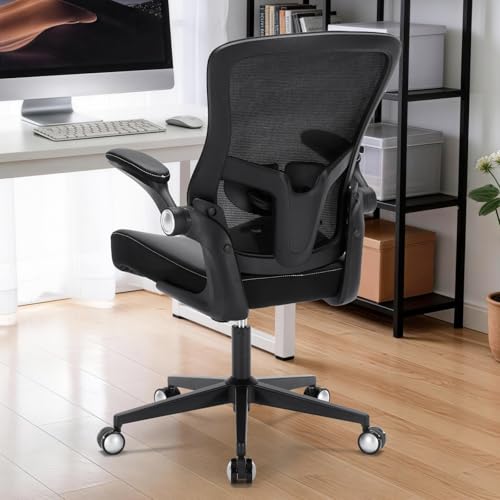 Office Chair-400lbs, Ergonomic Heavy Duty Office Desk Chair with Adjustable Lumbar Support Breathable Mesh Computer Chair with Flip-Up Armrests, Comfy Home Office Desk Chair for Heavy People